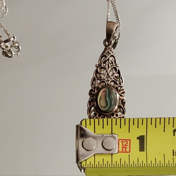 Sterling Silver Filigree Abalone Pendant - Picture 9 of 11
